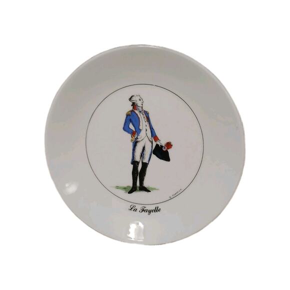 1989 APILCO Marquis de Lafayette Bernadette Frappier Saucer Plate White France - Picture 2 of 10